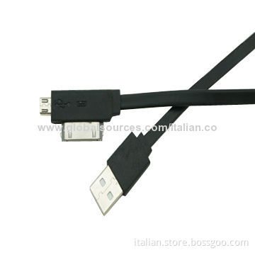 2-in-1 for iPhone 4 Samsung flat USB charger cable